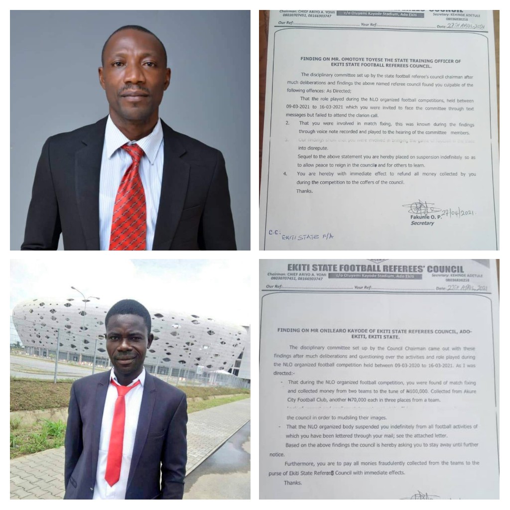 Two Nigerian Referees Suffer Indefinite Ban For Collecting Bribe Worth Over 300K Naira To Fix Games