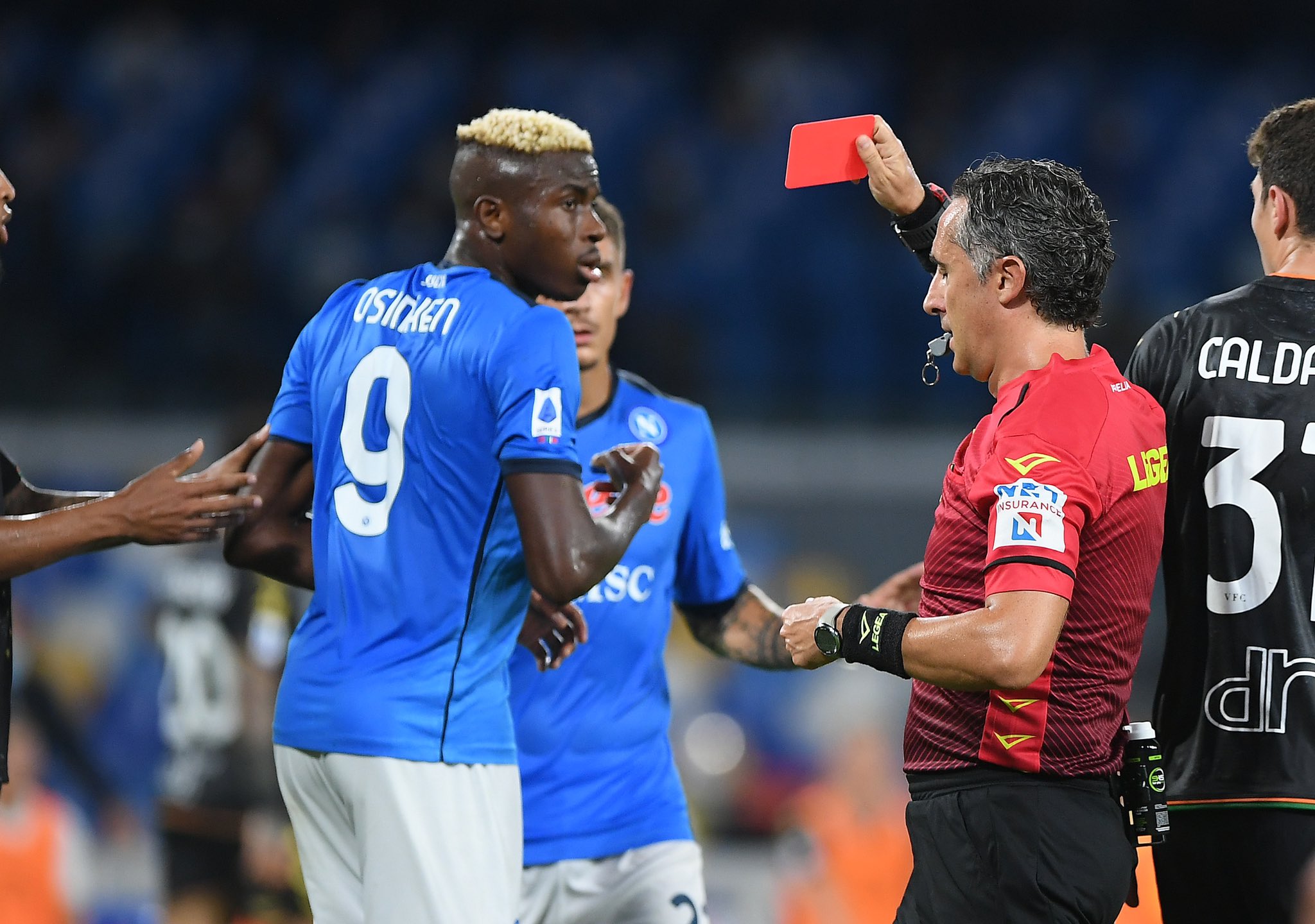 Napoli Coach Backs Referees’s Decision To Show Osimhen Red Card In Serie A Opener – He Has To Be Careful