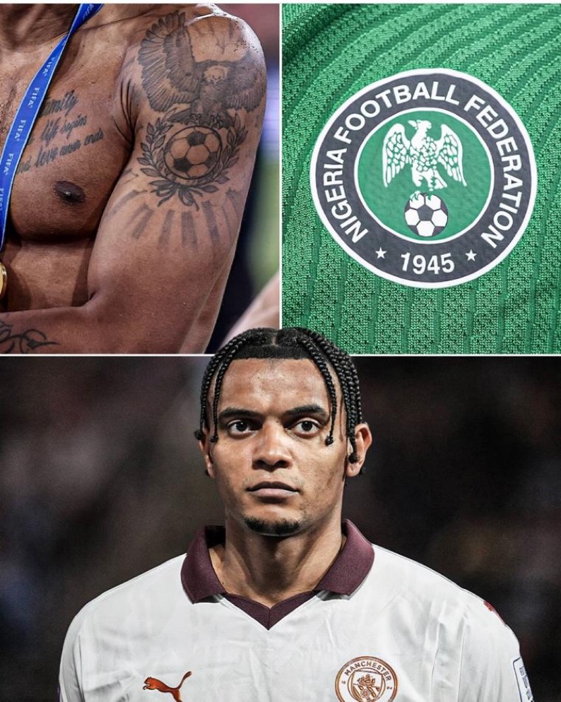 I’m A Nigerian – Man City Star Defender Defends Why He Has Super Eagles Logo Tattooed On His Arm