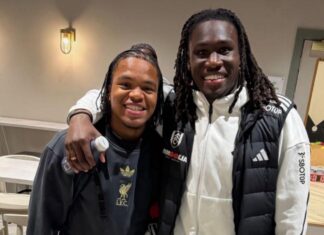 Play For Super Eagles – Bassey Poses With Ngumoha Of Liverpool